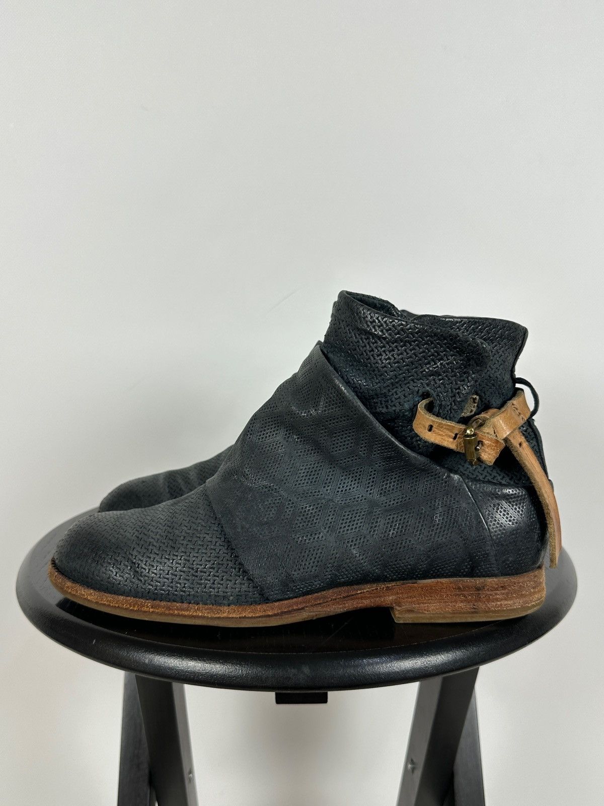 A.S.98 A.S.98. Airstep Navy Blue Leather Biker Ankle Boots Size US 8 / IT 38 - 1 Thumbnail