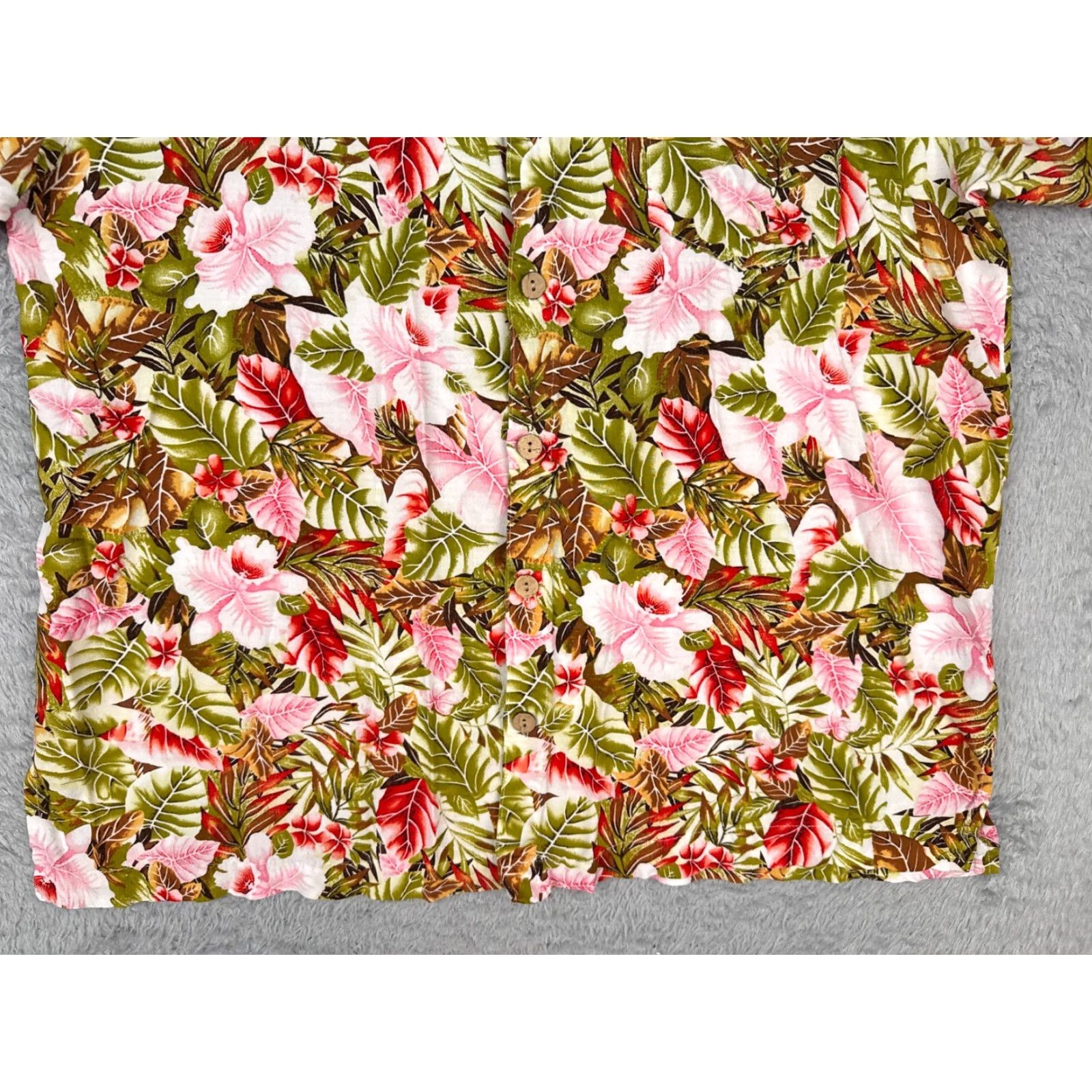 Pinko Princess Cruises Shirt Women 2XL Green Floral Rayon Hawaiian Button Up Casual Travel Short Sleeve Womens Vintage: No Size XXL / US 16-18 / IT 52-54 - 5 Thumbnail