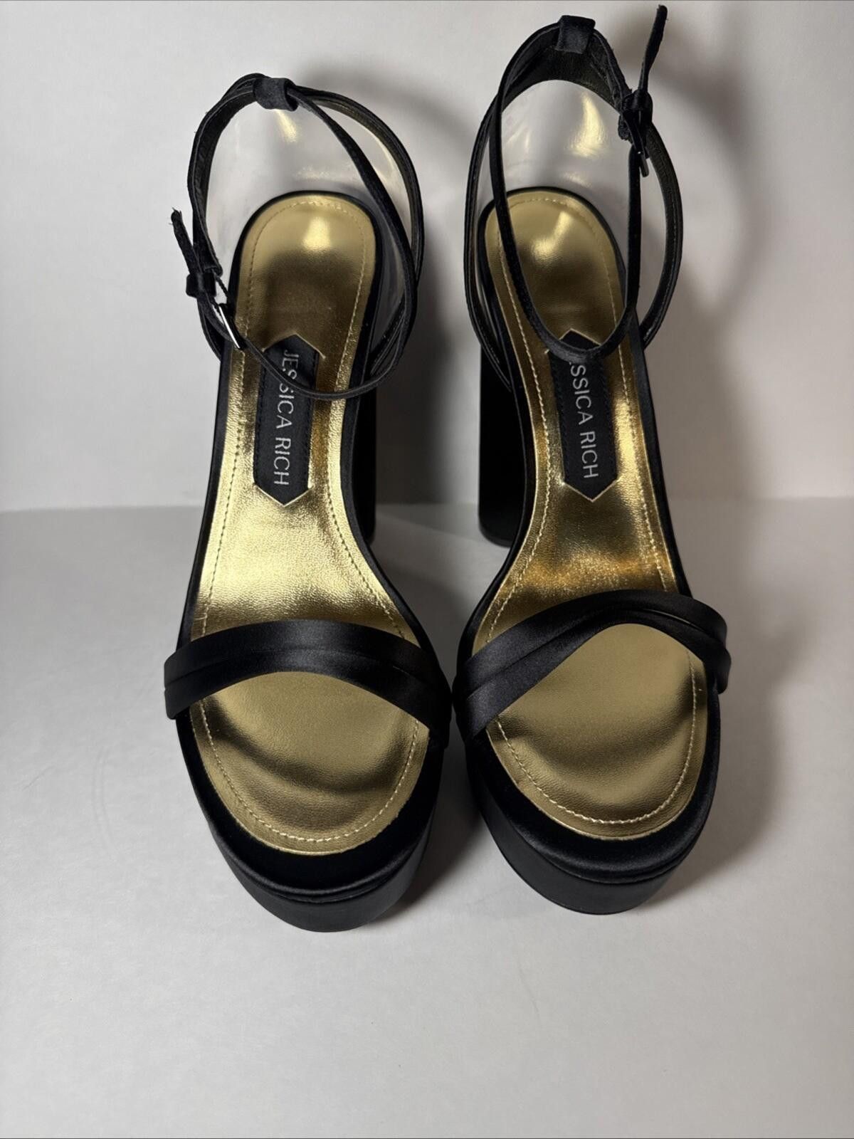 Other Jessica Rich Black Clear Heel Satin Strap Platform Sandal Size US 9.5 / IT 39.5 - 1 Thumbnail