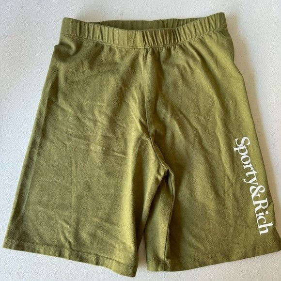 NEW SPORTY & RICH GREEN TRACK BIKER SHORTS SZ SMALL S