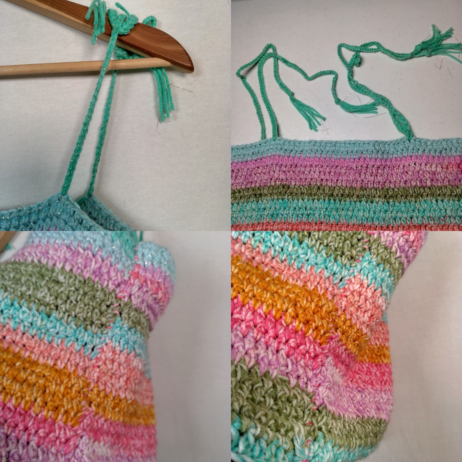 Vintage VINTAGE Handmade Crochet Tube Top Women L/XL Pastel Rainbow Metallic Threads Beach Festival Summer Boho Casual Size L / US 10 / IT 46 - 8 Thumbnail