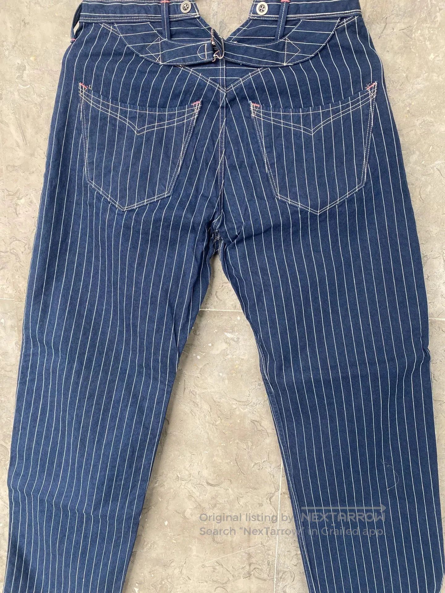 &SONS Gypsy&sons Indigo Striped Loose Cargo Pants. Size US 37 - 2 Thumbnail