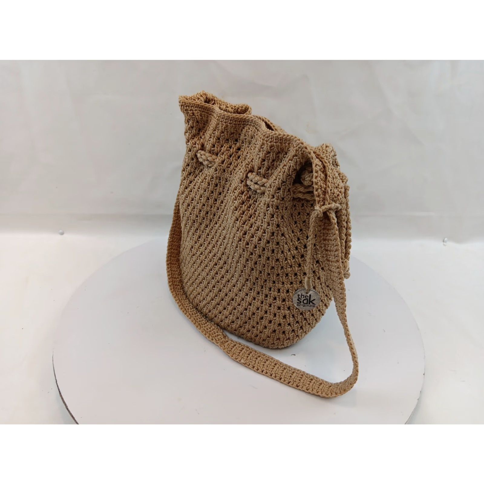 The Sak The Sak Bucket Bag Crochet Purse Crossbody Beige Drawstring LOGO Size ONE SIZE - 3 Thumbnail