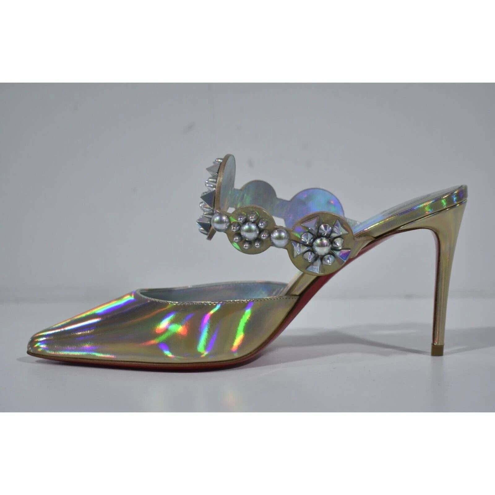 Christian Louboutin Miss Goldora 85 Gold AB Backless Sandal Mule Heel Pump 36.5 Size US 6.5 / IT 36.5 - 9 Thumbnail