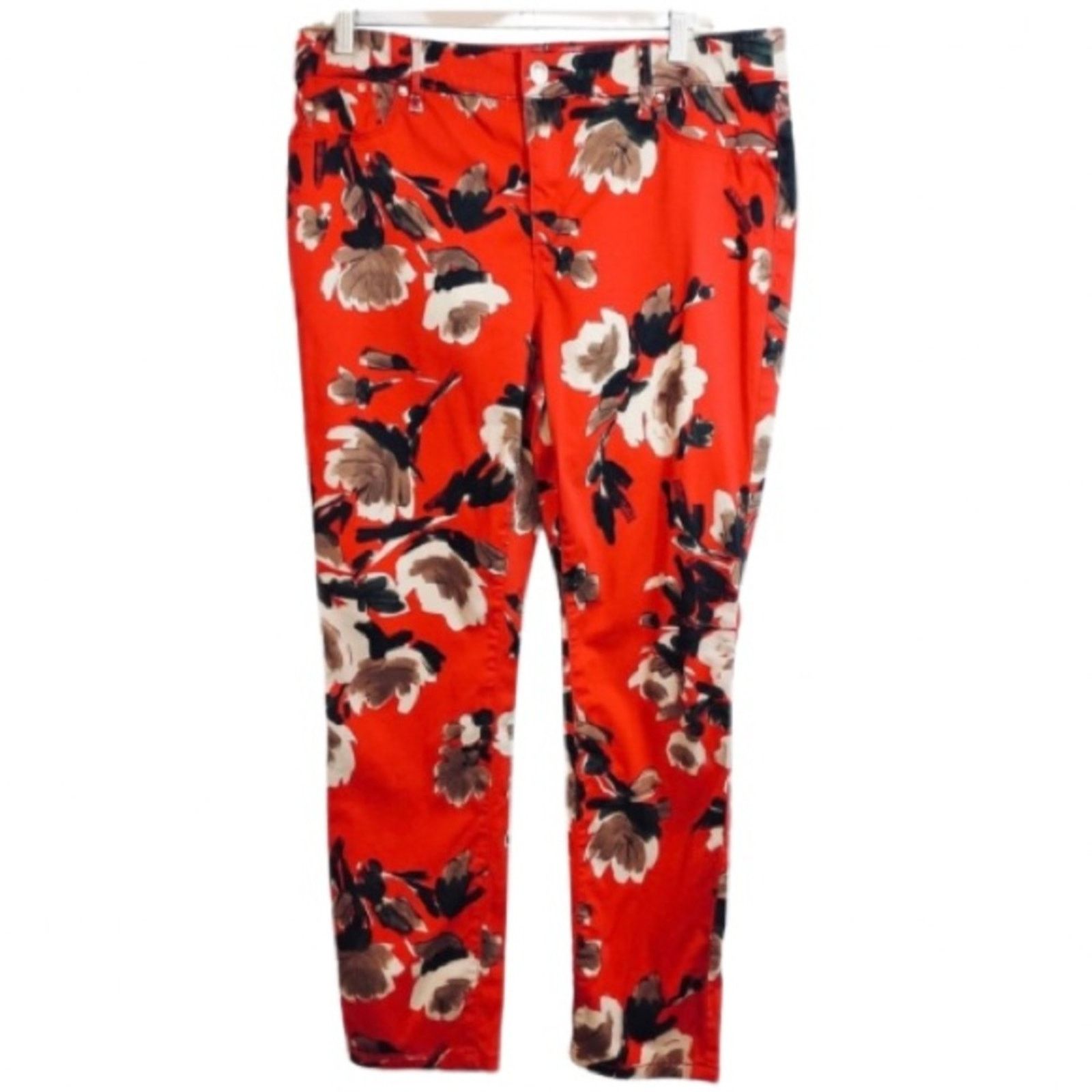 Chicos Chicos The Platinum Jegging Casual Red Floral Skinny Pants Size 25" / US 0 / IT 36 - 1 Thumbnail