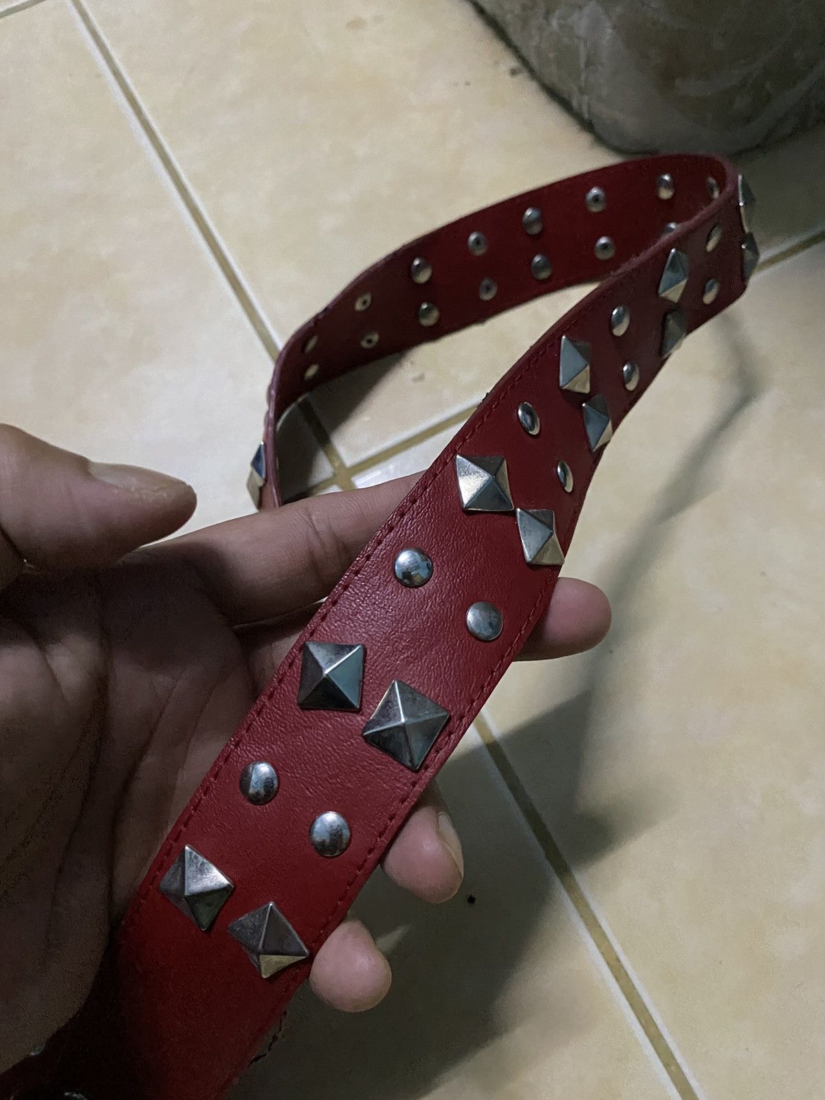 Leather × Vintage Vtg Belt Leather Punk Size 32 - 4 Thumbnail