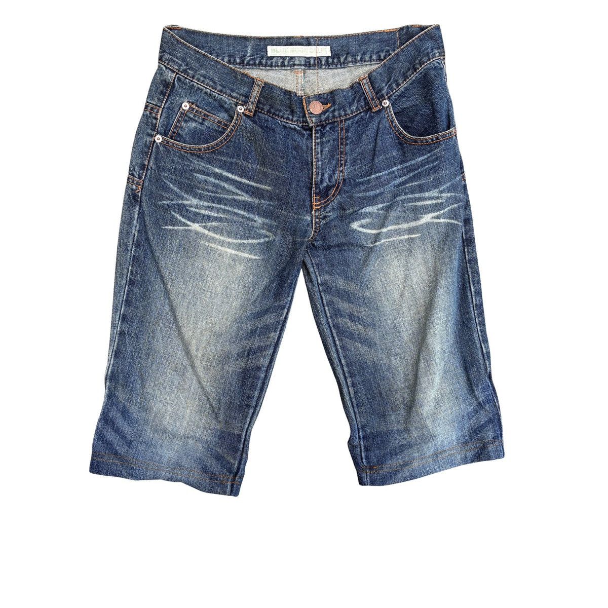 Japanese Brand Blue moon Blue Beach Sunset Embroidered Denim Shorts Size US 31 - 2 Thumbnail