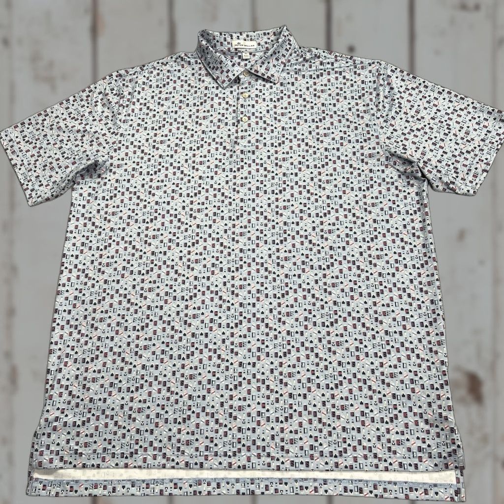 Peter Millar Peter Millar Polo Shirt Mens XL Blue Summer Comfort All Over Golf Bottle Drinks Polo Shirt OG Size US XL / EU 56 / 4 - 1 Thumbnail