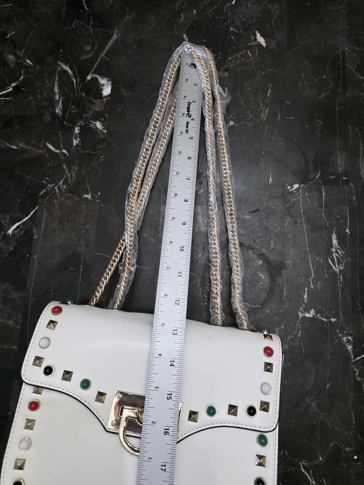 Other Vintage Gail Labelle White Stud Shoulder Bag Gold Chain NWOT Size ONE SIZE - 8 Thumbnail