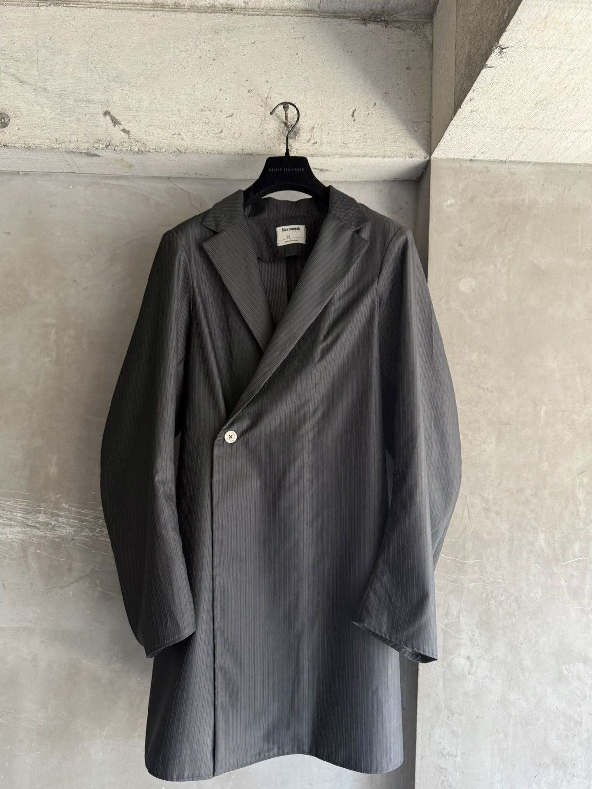 Ninamounah 19SS Oversized Black Pinstripe Coat