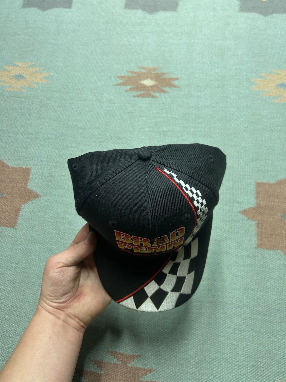 Vintage Vtg SnapBac hat Brad Penn racing oil checkered formula 1 NOS Size ONE SIZE - 3 Thumbnail