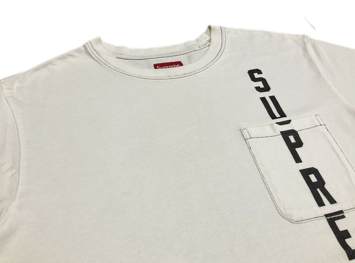 Supreme 🔥Supreme Pocket Tee Contrast Stitch Vertical Spell Out Shirt Size US M / EU 48-50 / 2 - 3 Thumbnail