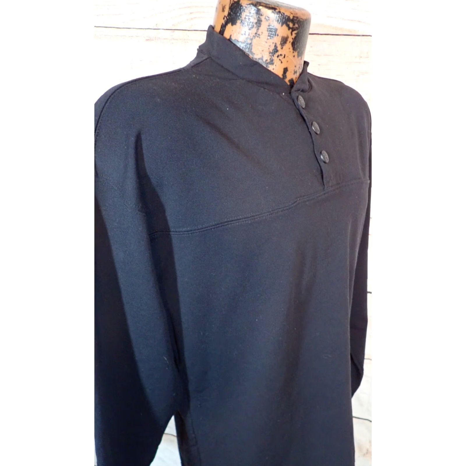 Royal Robbins VINTAGE Royal Robbins Black Shirt Mens M Nylon Polyester Lycra Stretch 1/4 Snap Henley Outdoor Casual Western USA 80s? (Measured) Size US M / EU 48-50 / 2 - 2 Thumbnail