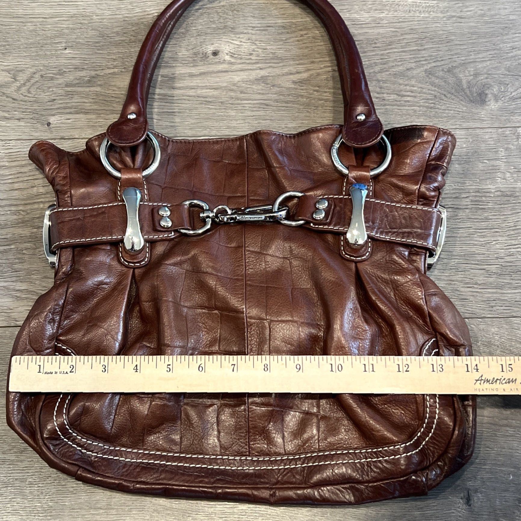 Vintage B. Makowsky Hobo Bag Purse Large Dark Brown Genuine Leather Shoulder Bag for Women Size ONE SIZE - 3 Thumbnail