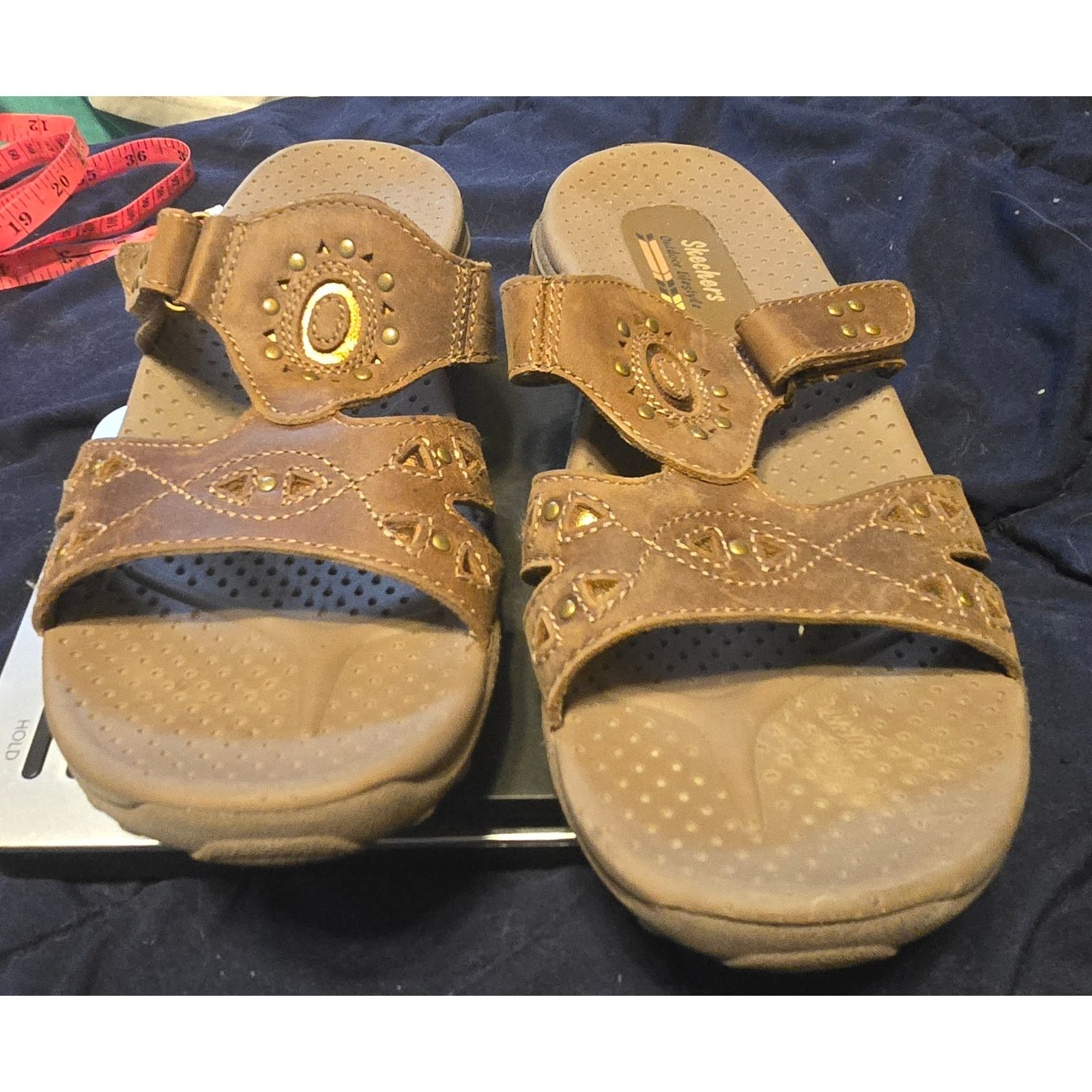 SKECHERS Skechers Outdoor Lifestyle Brown Leather Slide Sandals 8 Size US 8 / IT 38 - 4 Thumbnail