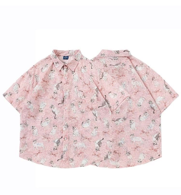 Other Graffiti Kitty Button Up Short Sleeve Shirt Size US M / EU 48-50 / 2 - 8 Thumbnail