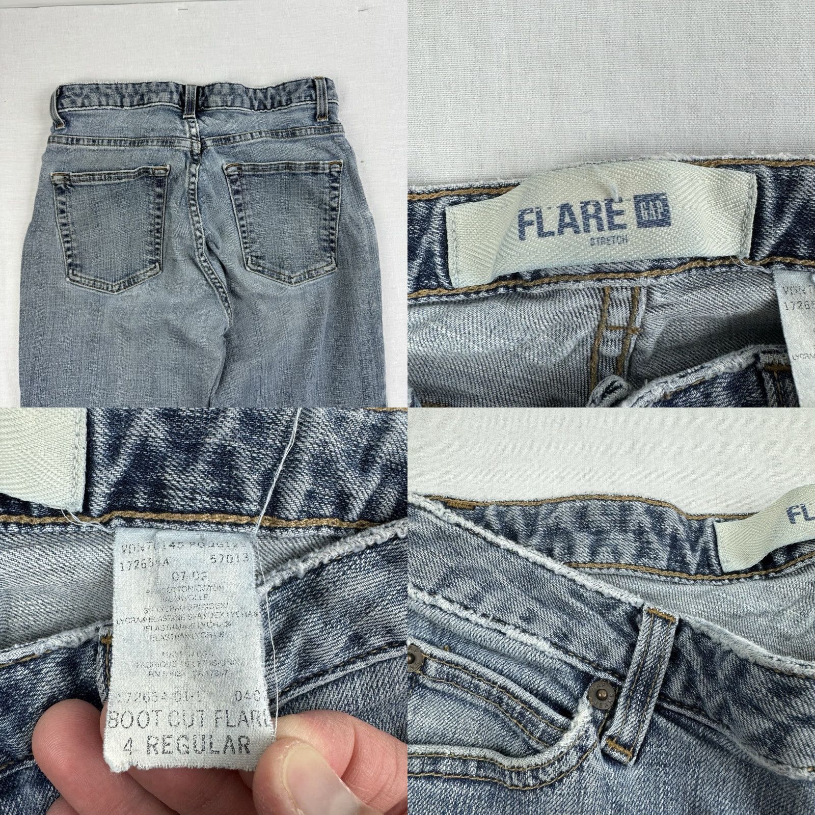 Gap VINTAGE Gap Jeans Womens 4 Blue Bootcut Flare Stretch Hipster 90s Y2K Low Waist - Men/Women? Size 27" / US 4 / IT 40 - 8 Thumbnail