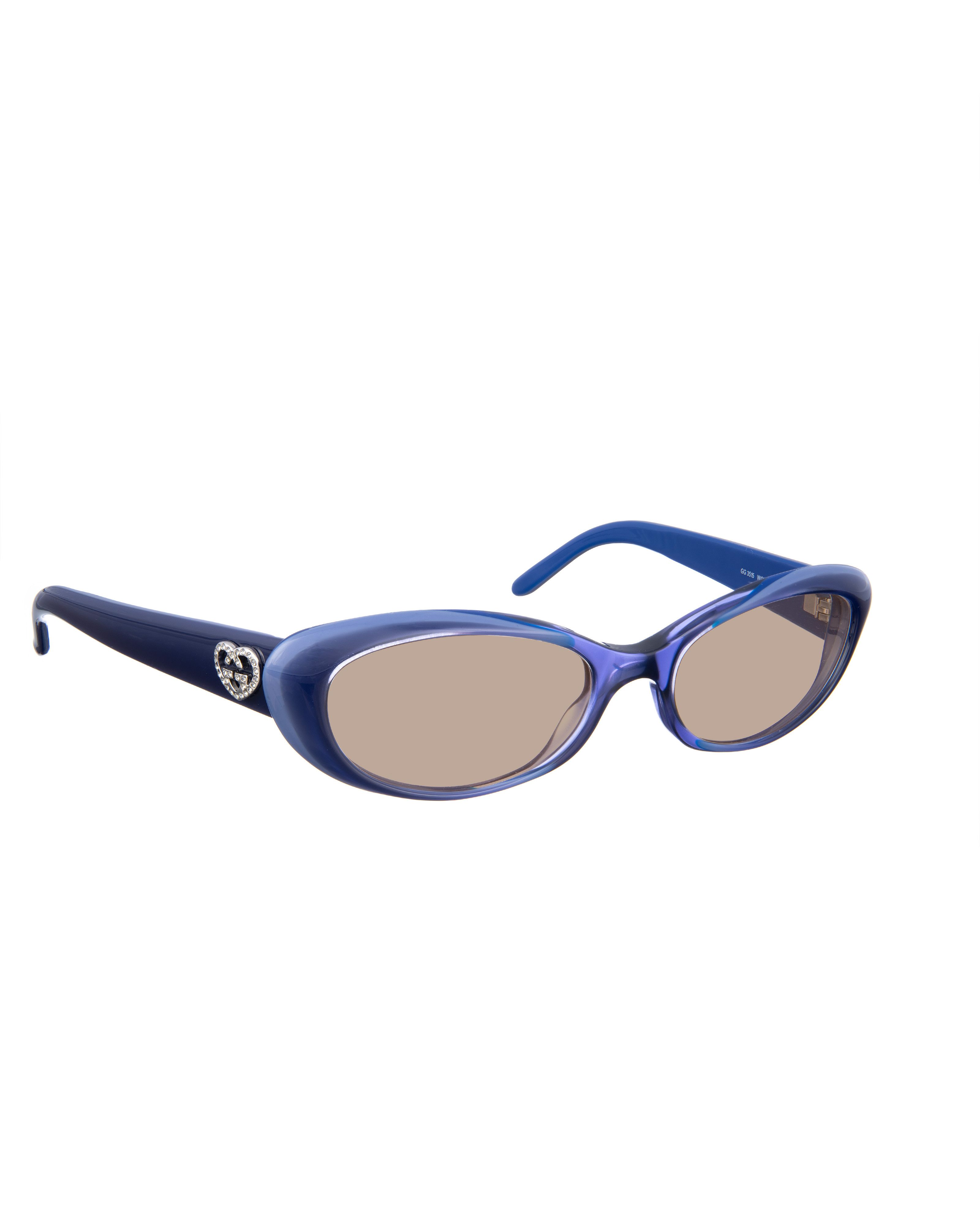 Gucci Gucci 00s Navy Blue Cat Eye Sunglasses with Crystal Hearts Size ONE SIZE - 1 Thumbnail