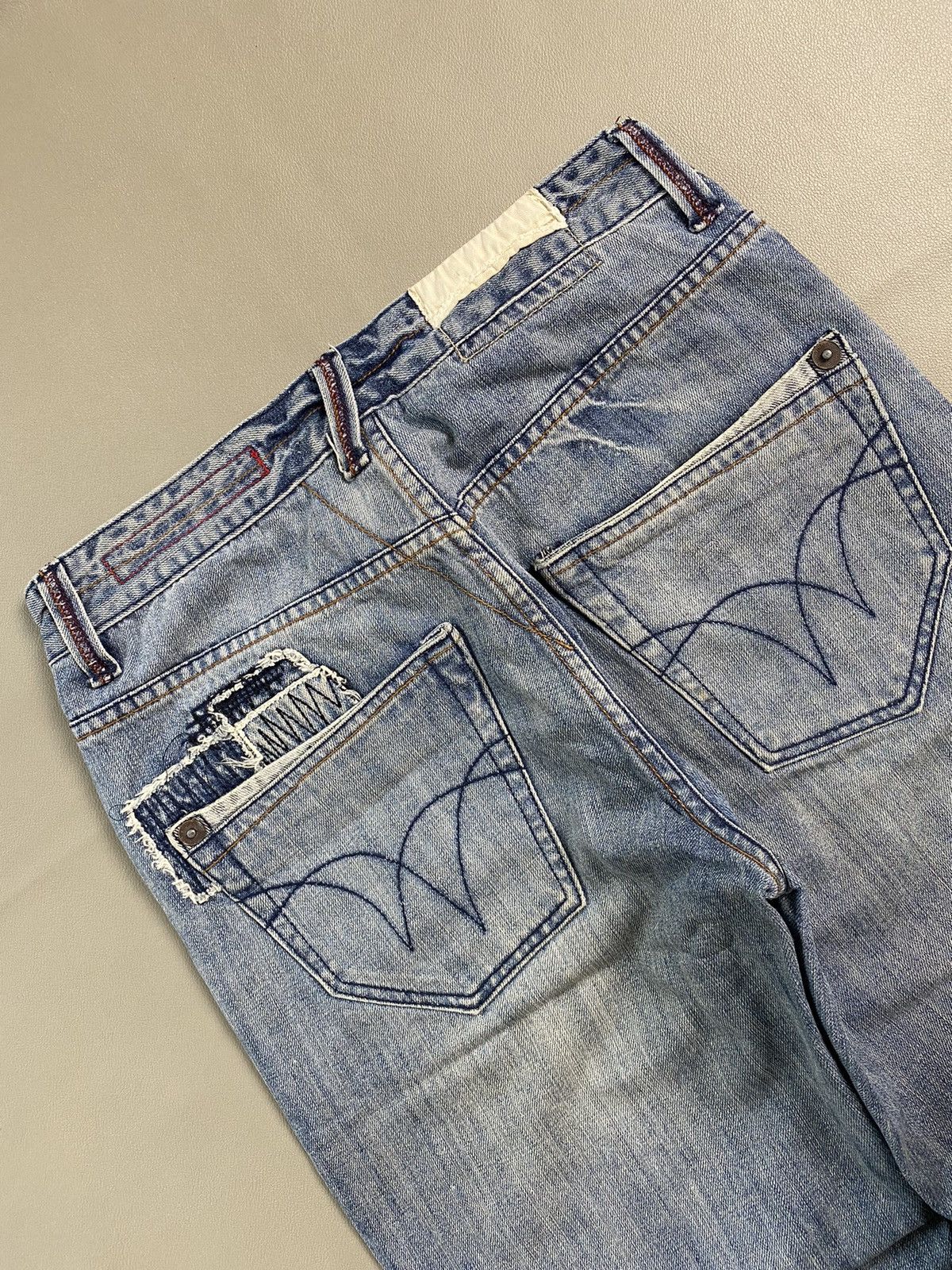If Six Was Nine × Japanese Brand × Tornado Mart 2000s Tough Jeansmith Patchwork Distressed Denim Jeans Size US 32 / EU 48 - 4 Thumbnail