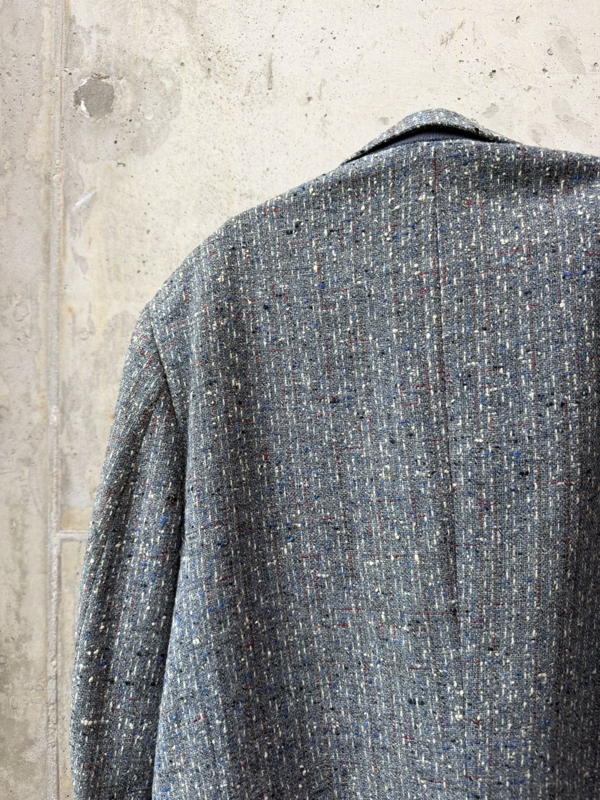 Vintage 50s Grey Black/Blue/Red Atomic Fleck Wool Rockabilly Jacket Size 44R - 6 Thumbnail