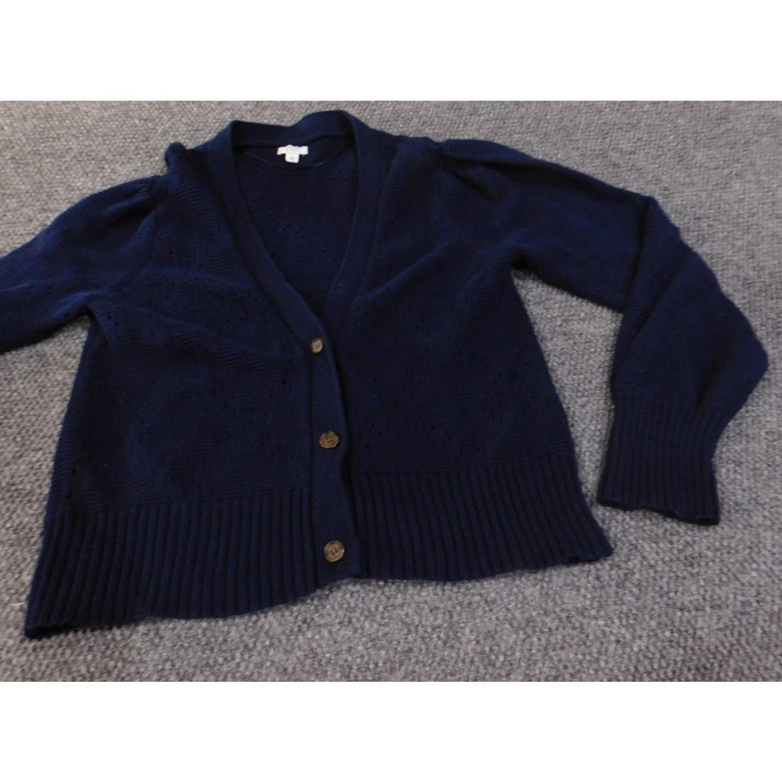 Vintage Crown & Ivy Cardigan Sweater L Blue Knit Cotton Button Up Raglan Sleeve Womens Casual Stretch Regular Size Size L / US 10 / IT 46 - 3 Thumbnail