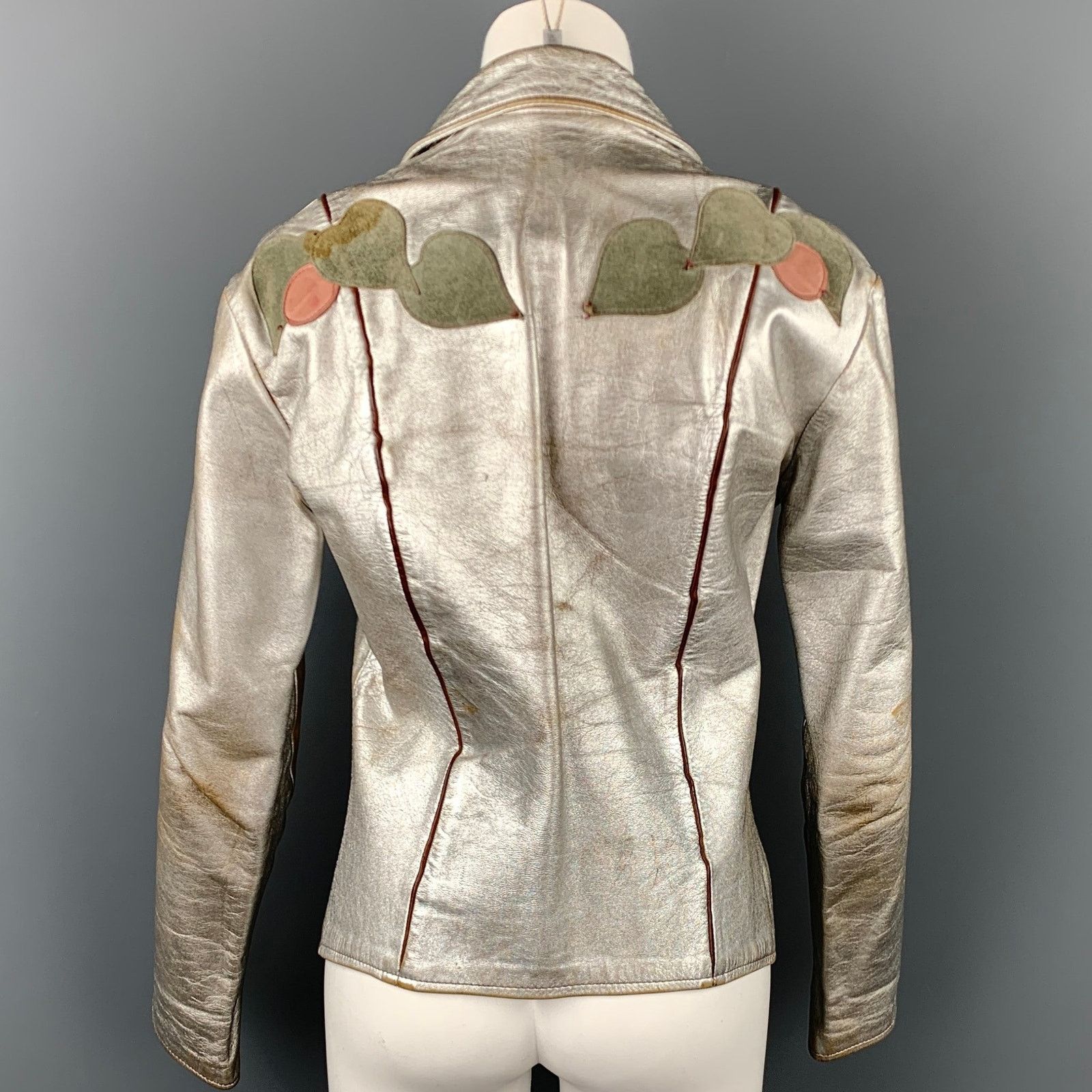 Other Vintage Size XL Silver Hand Painted Applique Zip Up Jacket Size XL / US 12-14 / IT 48-50 - 8 Thumbnail