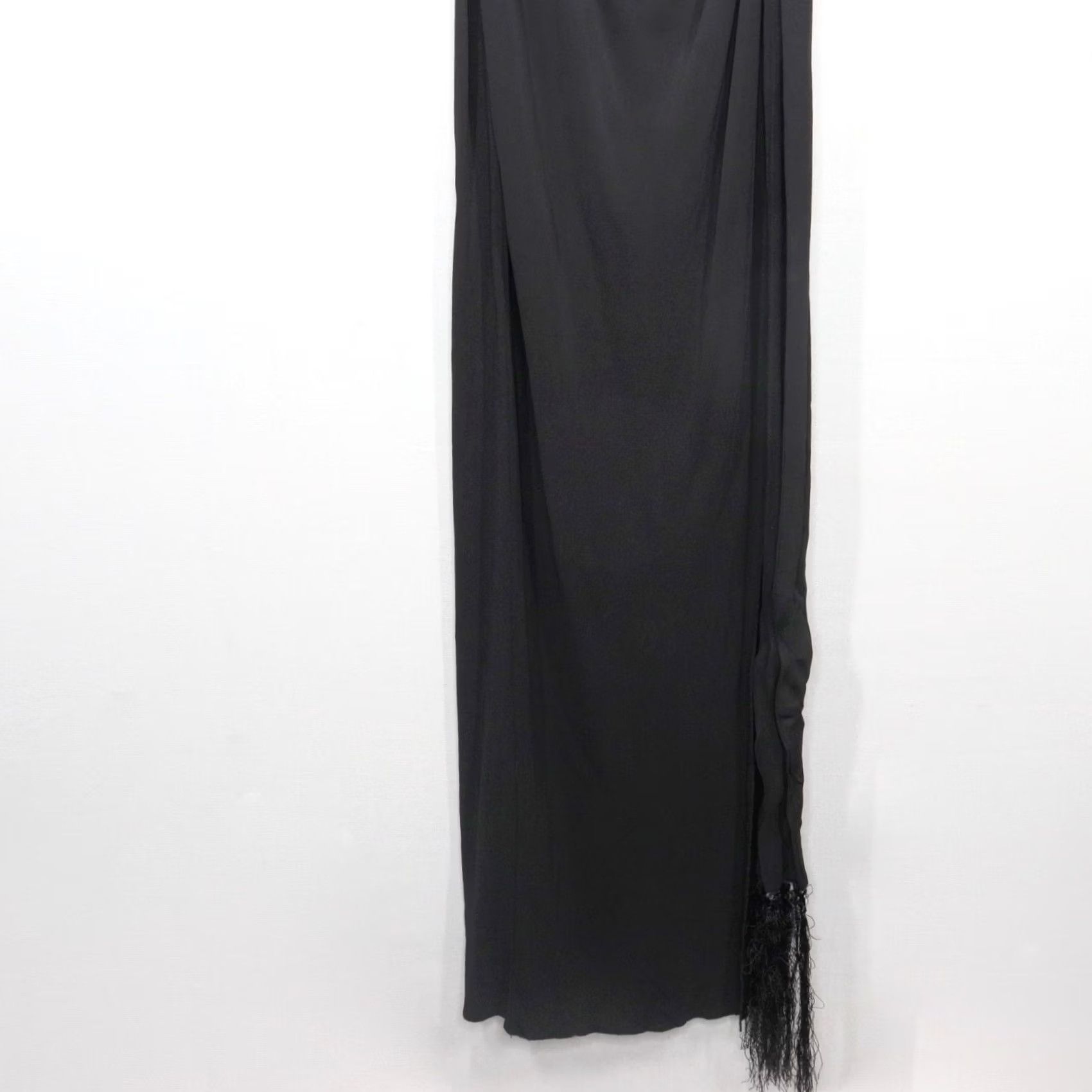 L'AGENCE L'AGENCE Halter Gown Womens Size 4 Black Sabrina Open Back Fringe Belt Side Slit Maxi Dress Size ONE SIZE - 3 Thumbnail