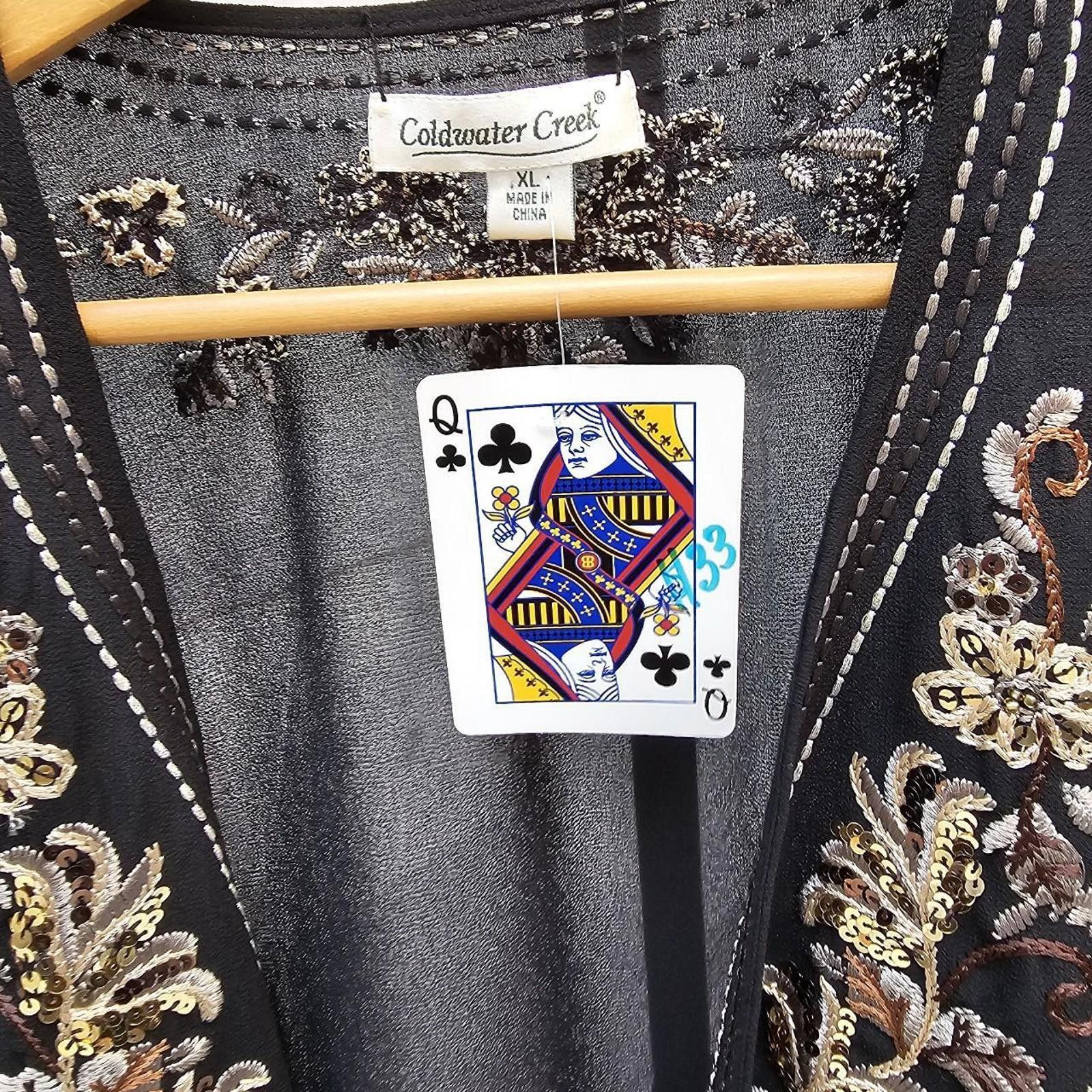 Coldwater Creek Coldwater Creek Women's Black and Gold Beaded Kimono Size XL / US 12-14 / IT 48-50 - 8 Thumbnail