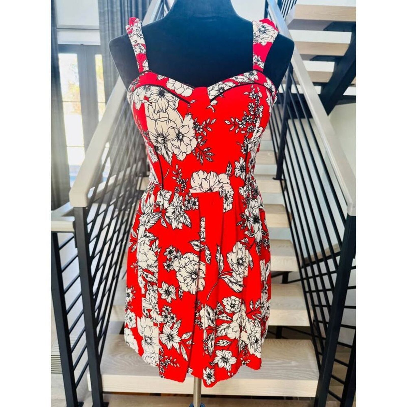 Other New Y2K Summer Vacation Red dress with flowers size S Size S / US 4 / IT 40 - 1 Thumbnail