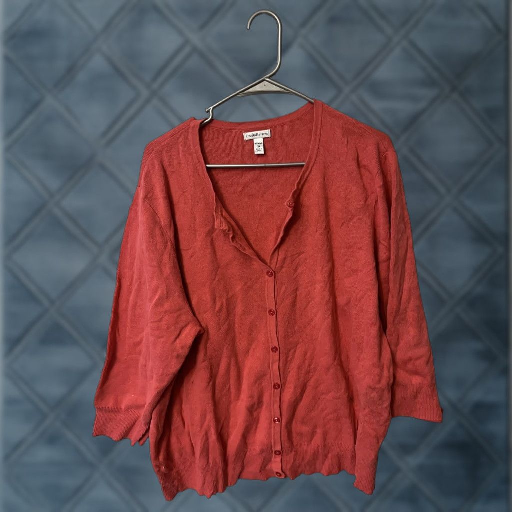 Croft & Barrow VINTAGE Croft & Barrow Sweater Womens 3X Pink Cardigan Rayon Blend Office Career Basic Size XXL / US 16-18 / IT 52-54 - 1 Thumbnail