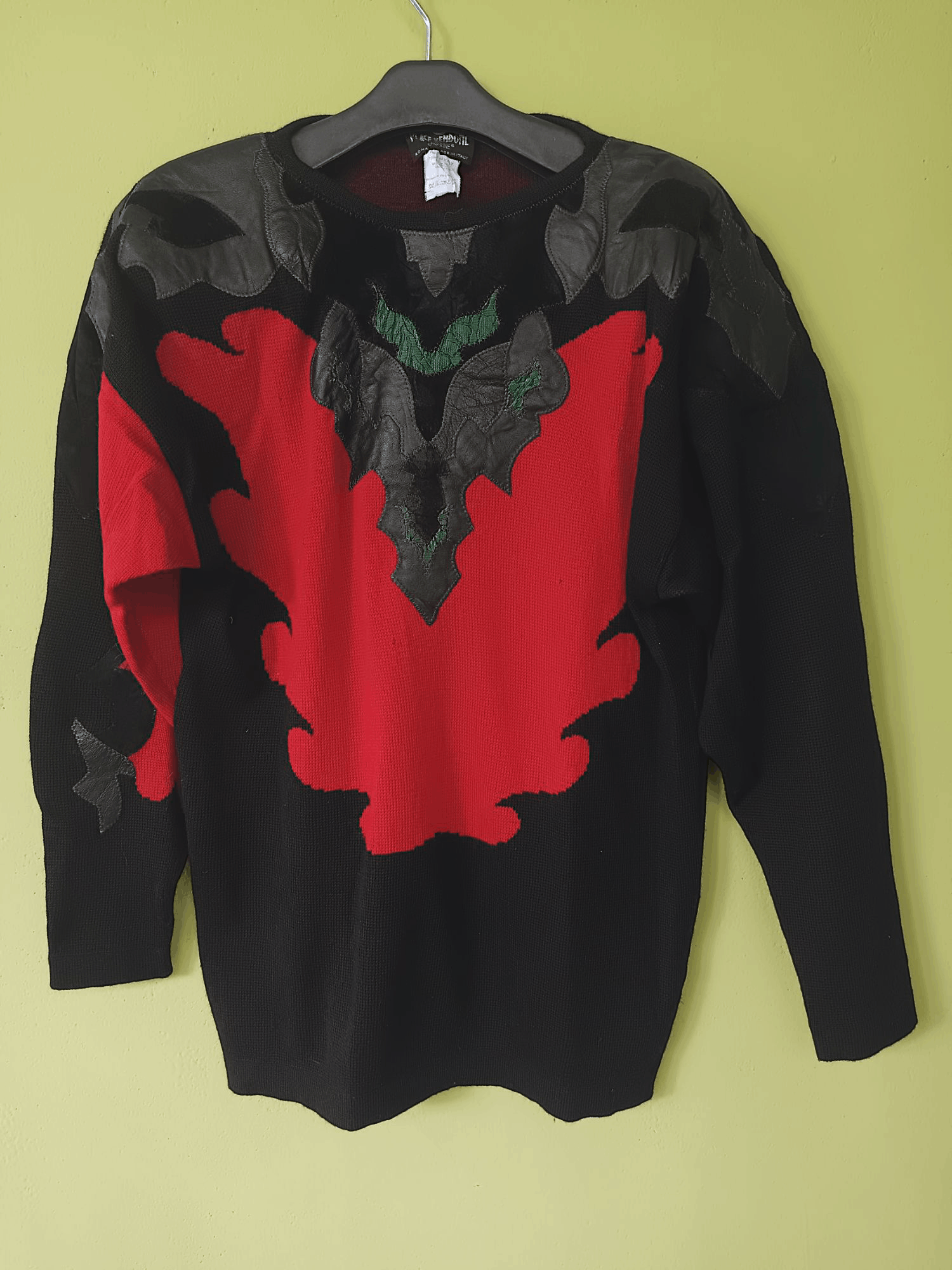 Japanese Brand Crazy Vintage Place Vendome leather Knit Crewneck Sweater Size US L / EU 52-54 / 3 - 11 Thumbnail