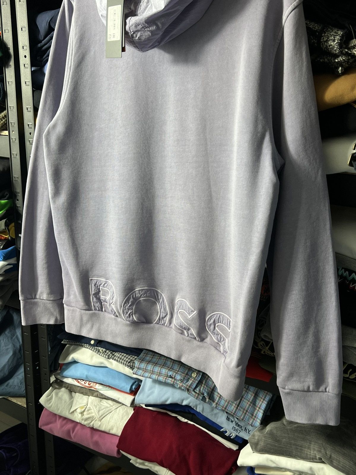Hugo Boss BOSS Hoodie Lilac Purple Nylon Logo Hood Factory Washed Look Size US XL / EU 56 / 4 - 8 Thumbnail