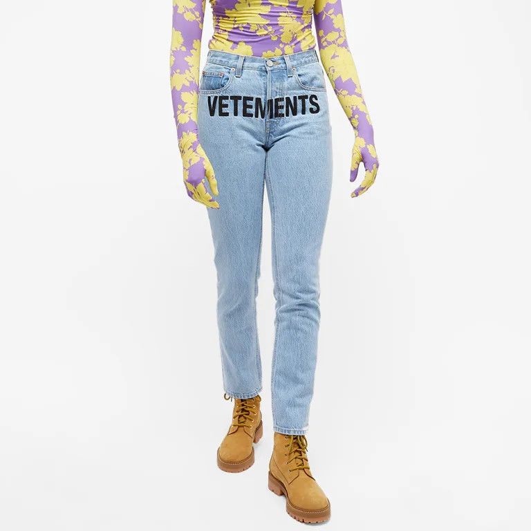 Vetements o1mle0525 Magic Fit Logo Jean in Blue Size 30" / US 8 / IT 44 - 3 Thumbnail