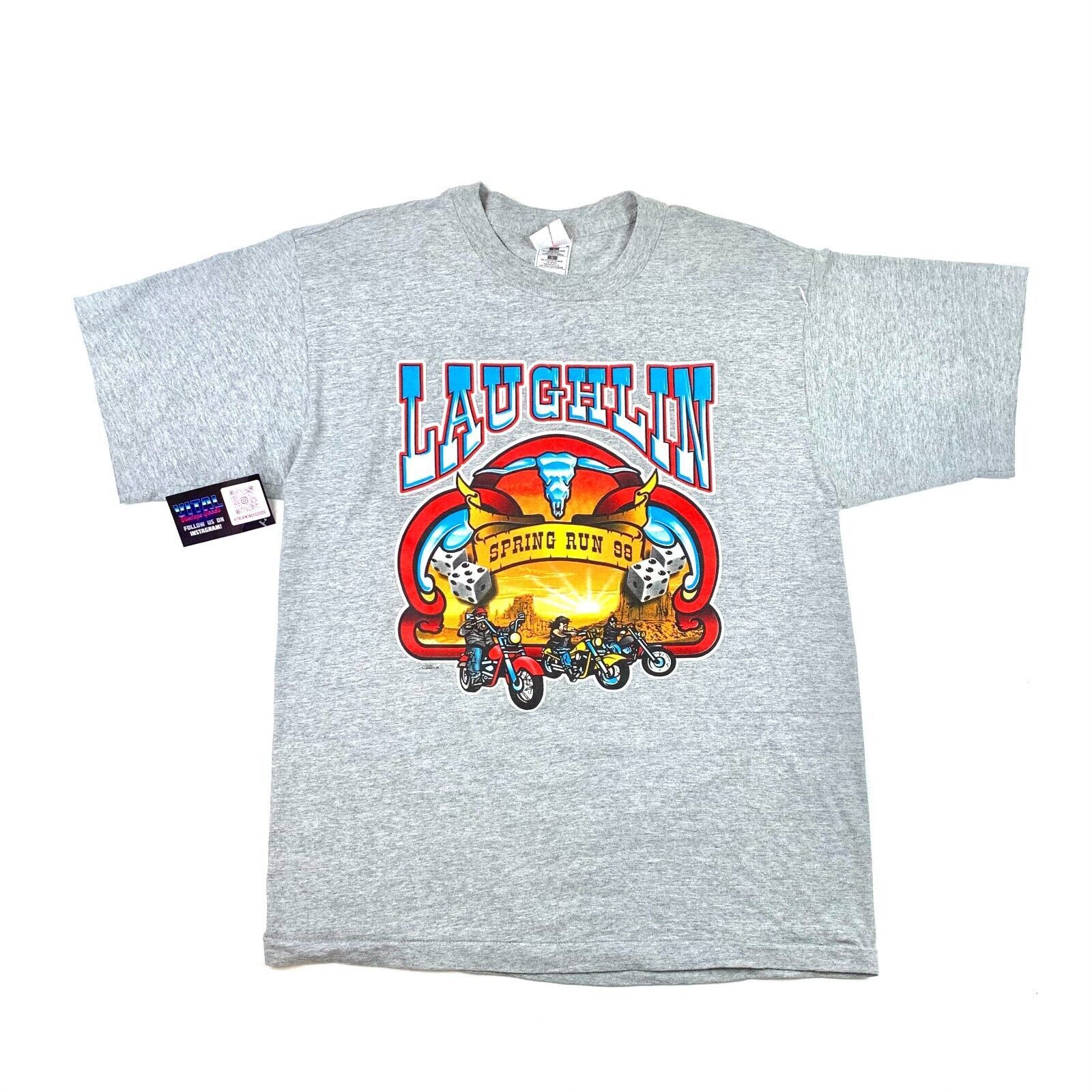 Harley Davidson × Vintage Vintage 1998 Laughlin Spring Run Motorcycle Gray Tee Large Size US L / EU 52-54 / 3 - 1 Thumbnail