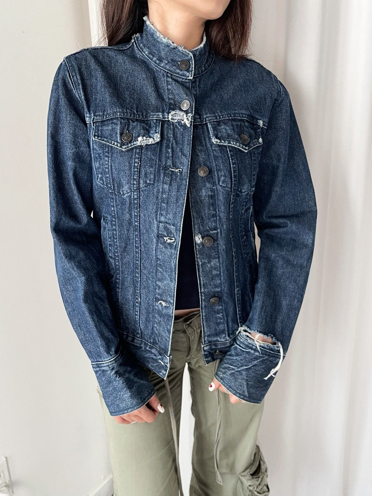 Diesel 2000s Diesel Distressed Biker Denim Jacket Size L / US 10 / IT 46 - 3 Thumbnail