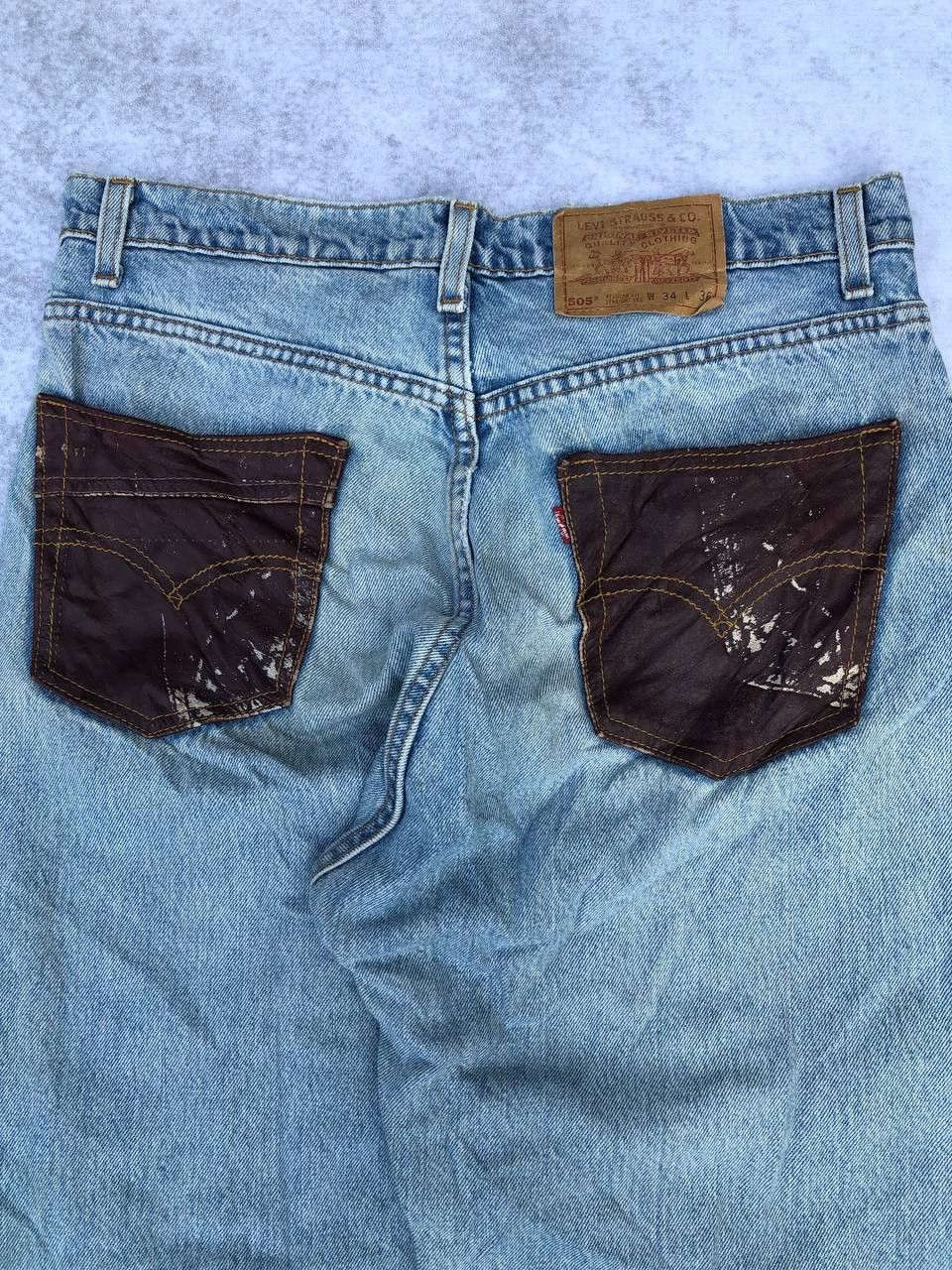 Levi's Vintage Thrashed Levi's Leather Pocket Ripped Jeans Size US 33 - 11 Thumbnail