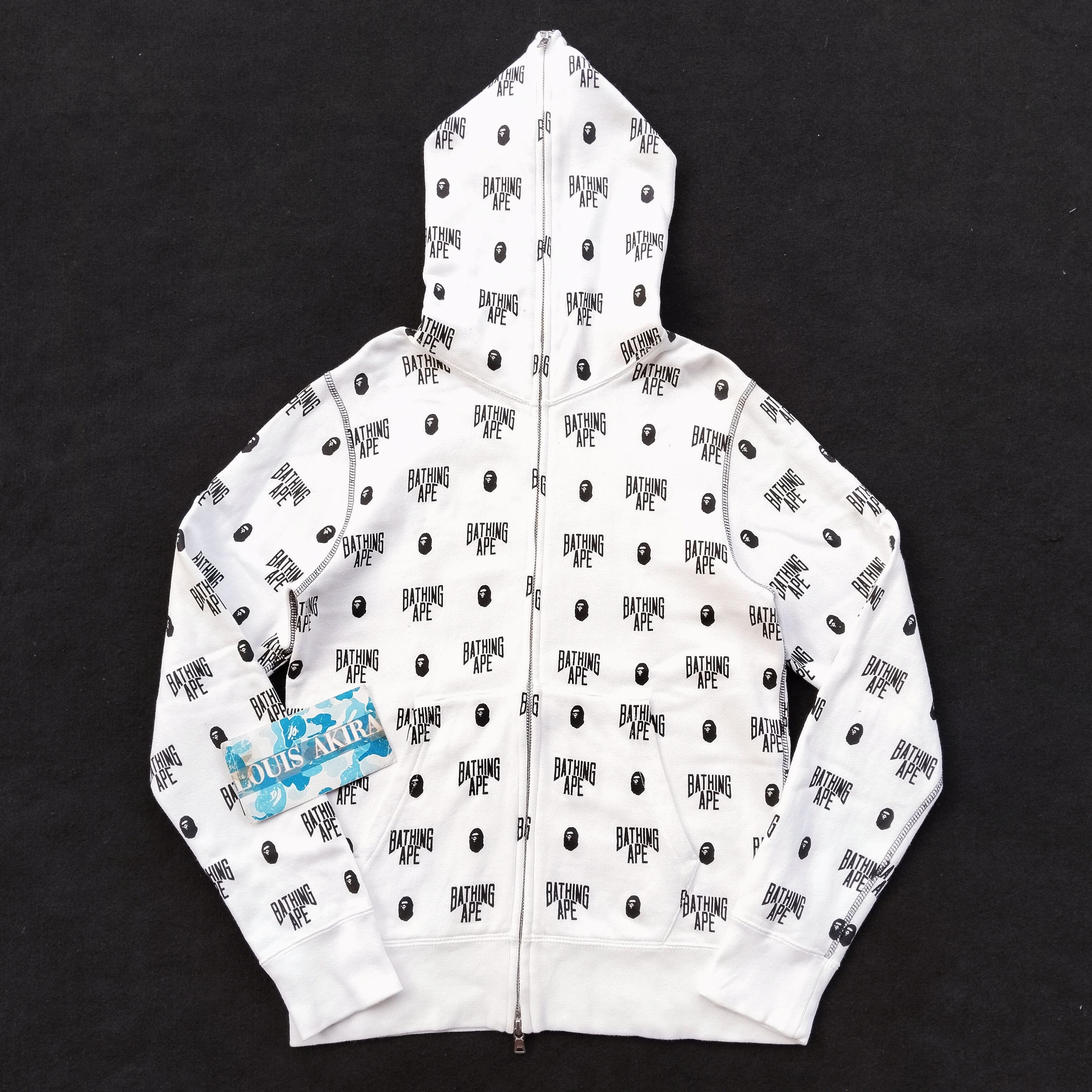 image of Bape Multilogo Full Zip Hoodie in White, Men's (Size Small)