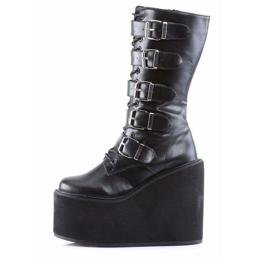 Demonia Cult DEMONIA Swing 220 Black Matte Multi Buckle Goth Mid-Calf Boo Size US 12 / IT 42 - 9 Thumbnail