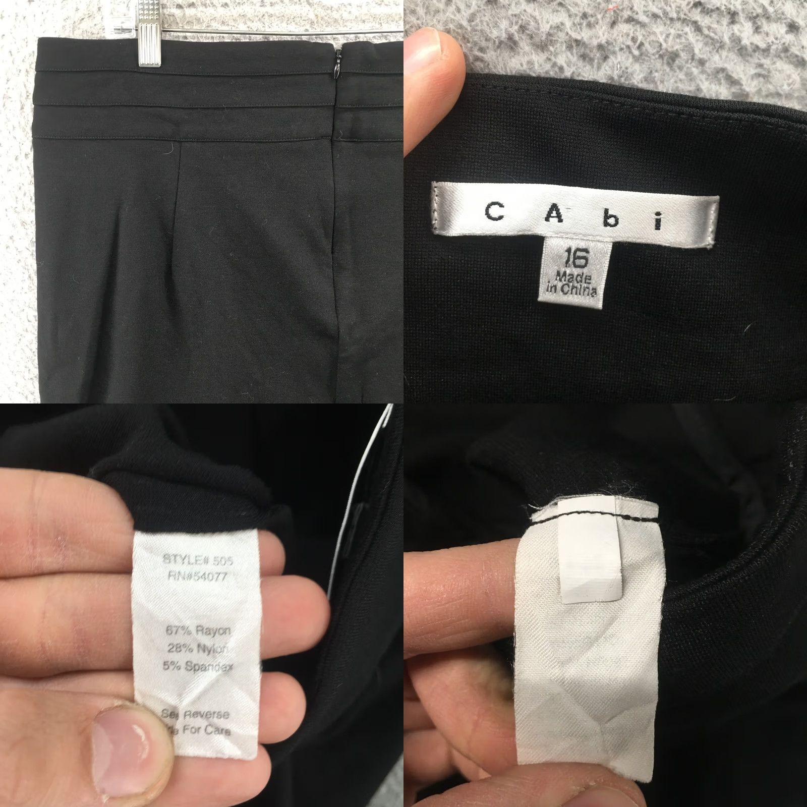 Vintage CAbi Pencil Skirt Womens 16 Black Back Zip Straight Knee Length Casual Skirt Size 38" / US 16 / IT 52 - 8 Thumbnail