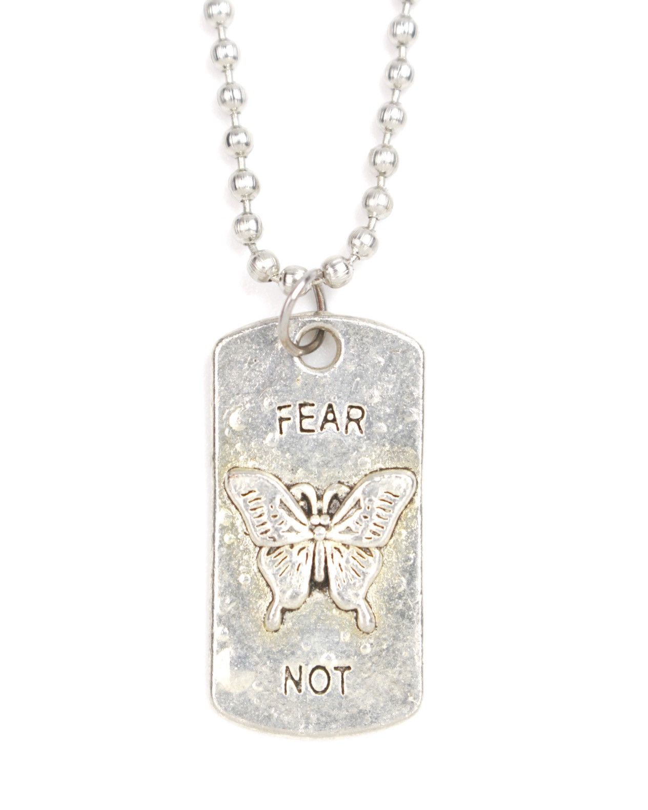 Vintage 2000S JAPANESE MADE FEAR NOT BUTTERFLY MESSAGE TAG NECKLACE Size ONE SIZE - 1 Thumbnail