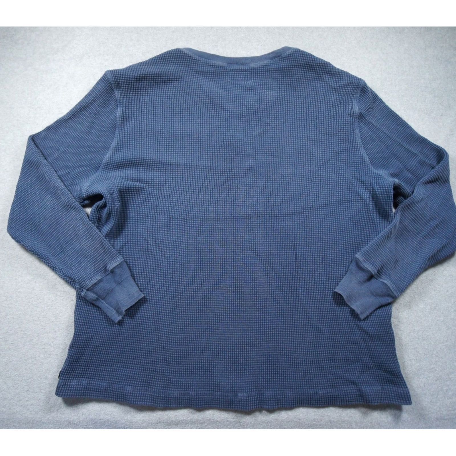Vintage American Giant Shirt Mens 2XL Blue Henley Long Sleeve Waffle Knit Cotton Size US XXL / EU 58 / 5 - 5 Thumbnail