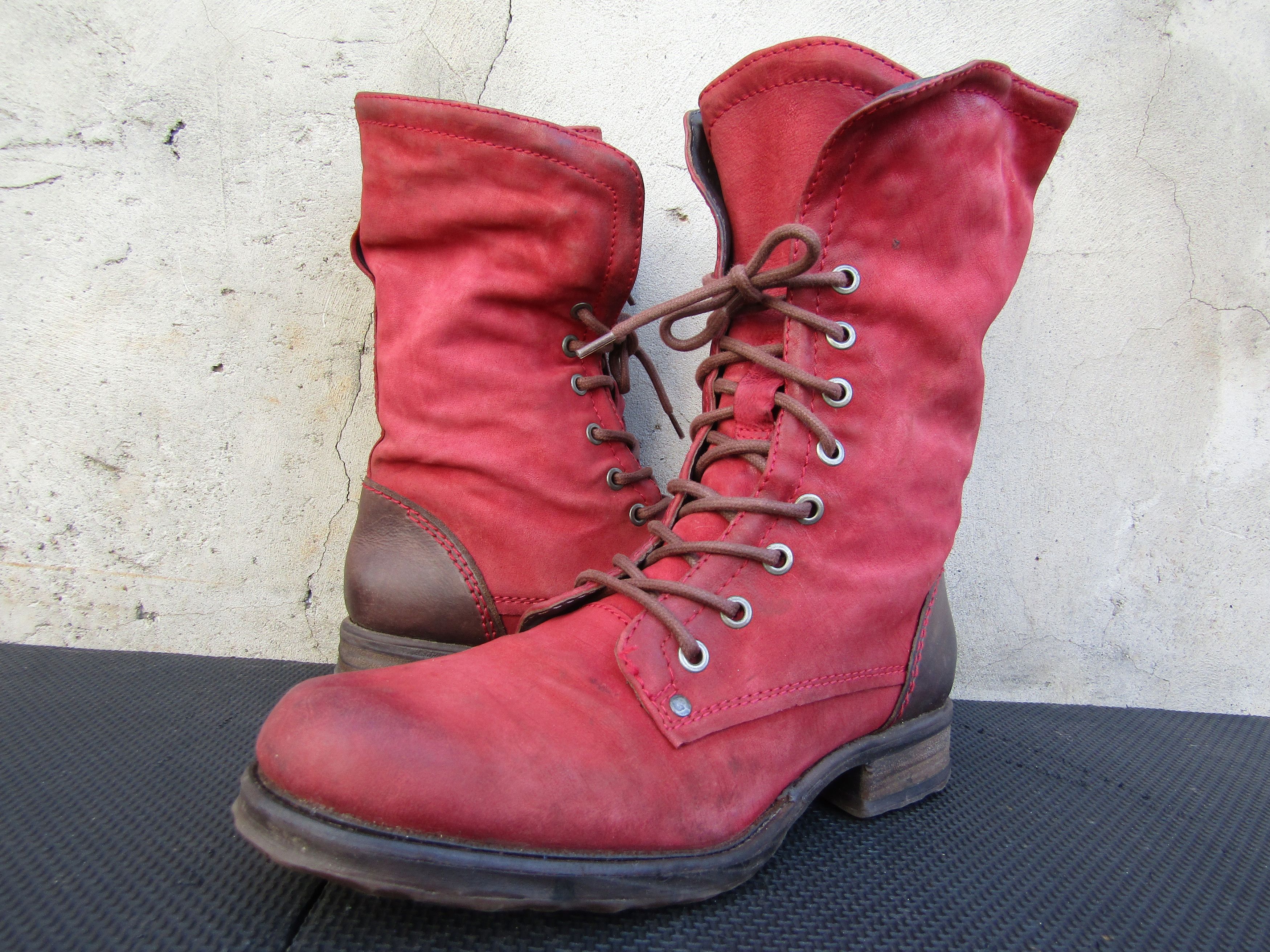 A.S.98 Airstep A.S.98 Red Combat Lace Up Leather Block Size US 9 / IT 39 - 1 Thumbnail