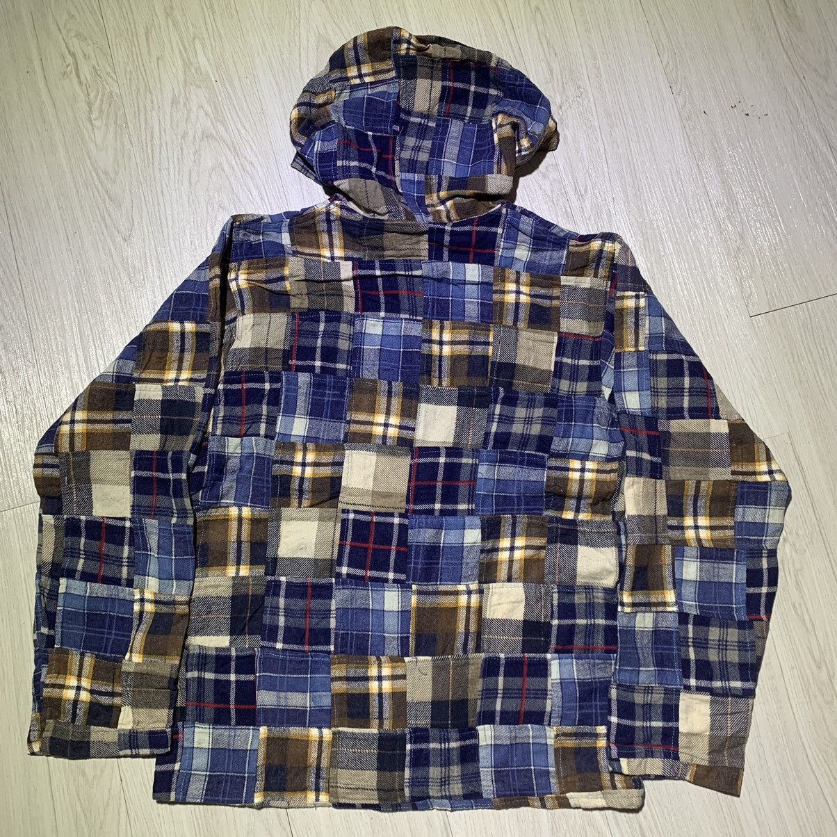 Vintage Vintage Patchwork Flannel Checked Zip Hoodie Size US L / EU 52-54 / 3 - 4 Thumbnail
