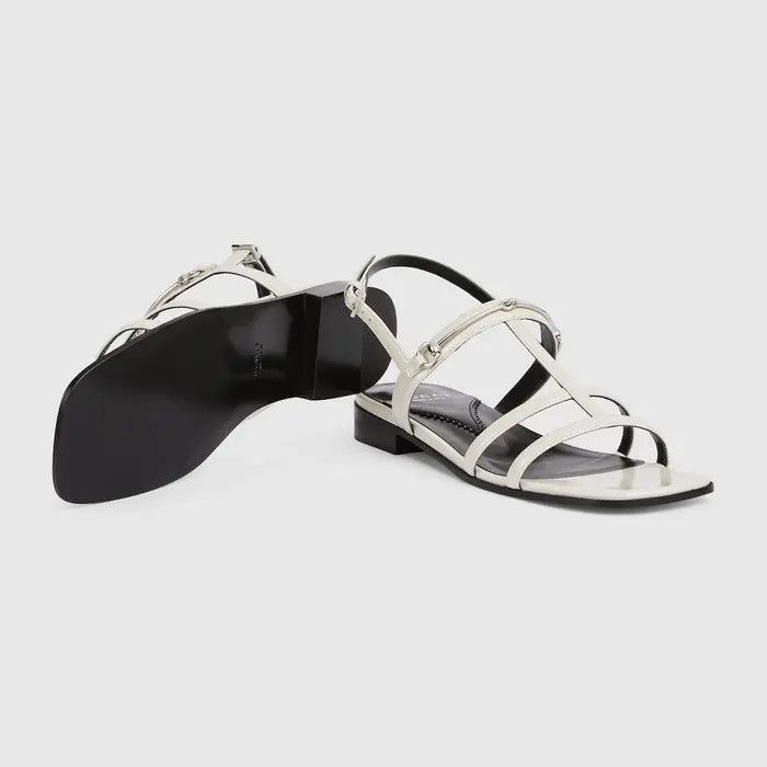 Gucci o1s1wg110225 Slim Horsebit Flat Sandals in White Size US 9.5 / IT 39.5 - 6 Thumbnail