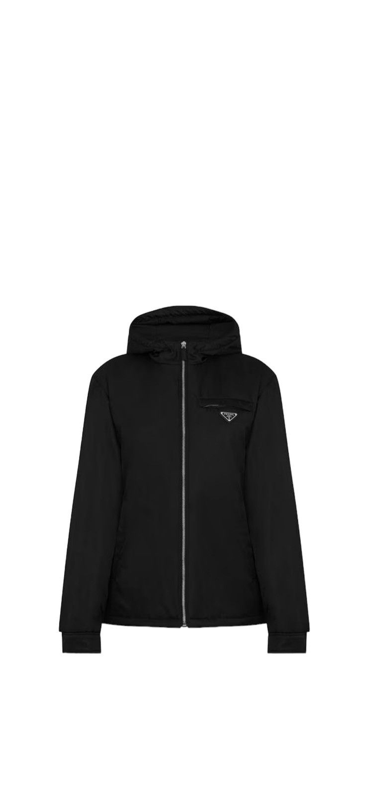 image of Prada Triangle Zip Hoodie in Black, Men's (Size Small)