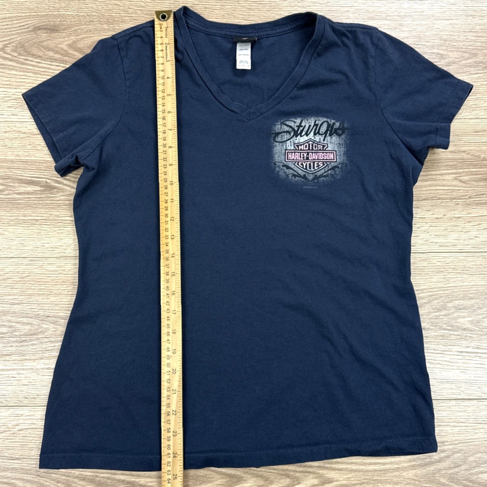 Harley Davidson VINTAGE Harley-Davidson V-Neck T-Shirt Women’s 2022 Sturgis Navy Large Women Shirt Short Sleeve Size L / US 10 / IT 46 - 4 Thumbnail