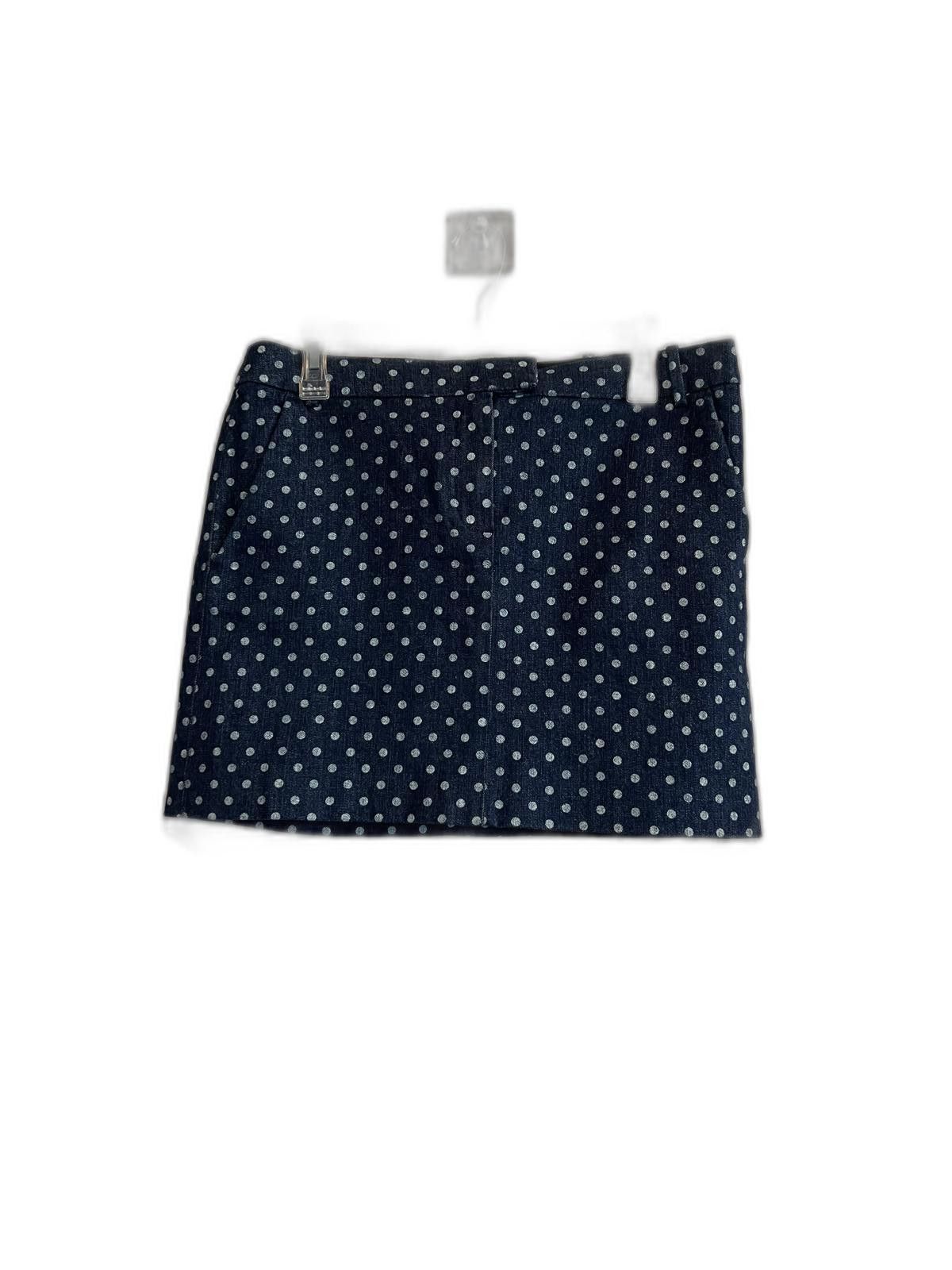 J.Crew J. Crew Blue Denim Mini Skirt with White Polka Dots Size 28" / US 6 / IT 42 - 3 Thumbnail