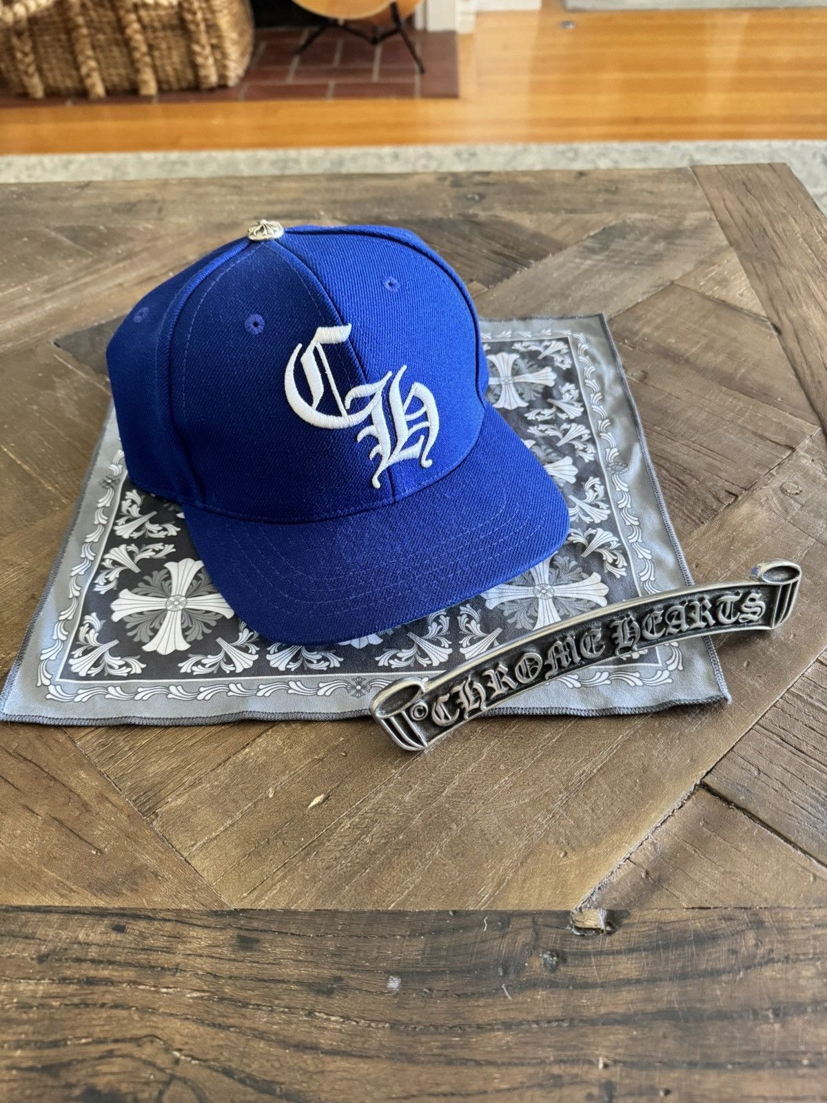 Chrome Hearts Blue/White CH Embroidered Cap