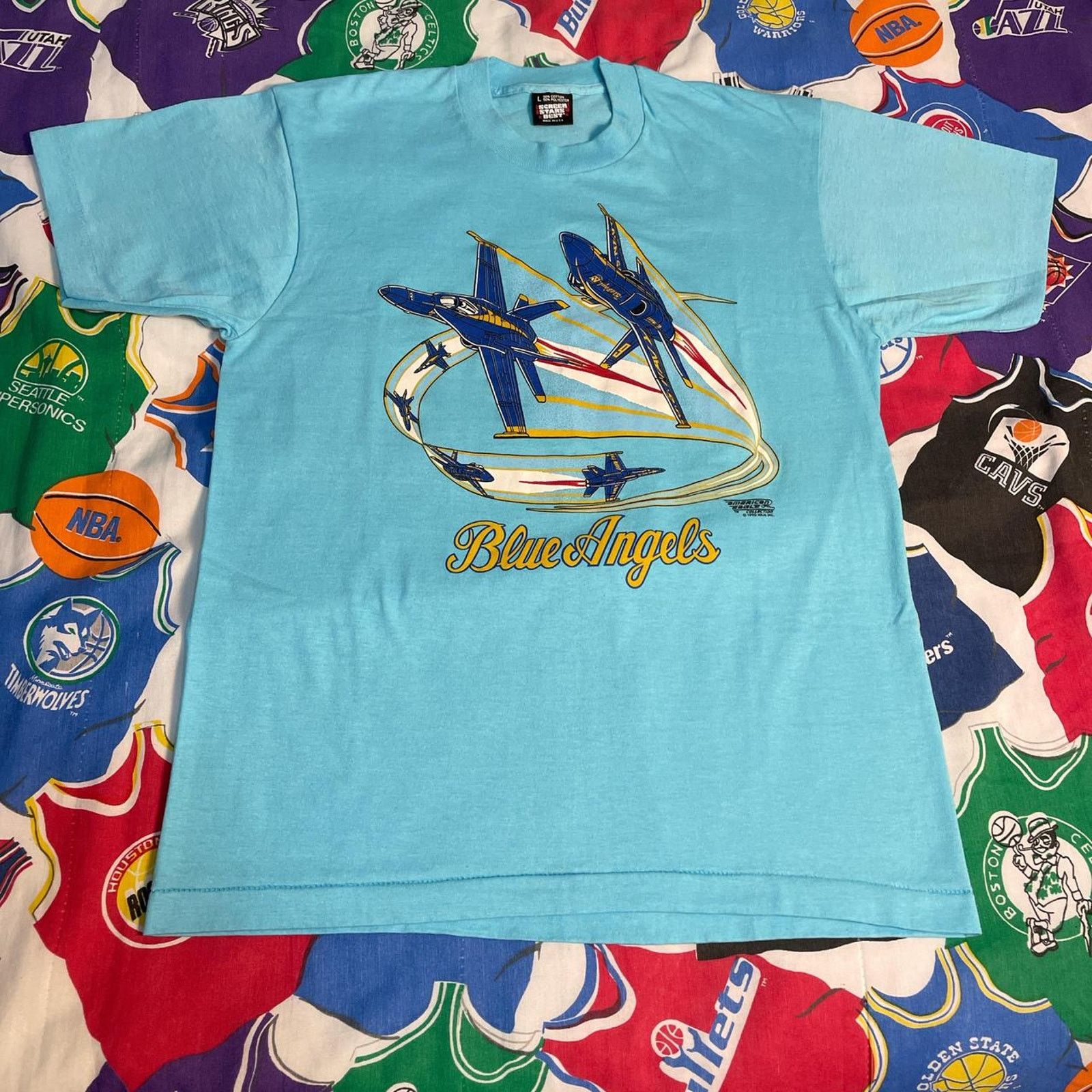 Vintage Vintage 1990 Blue Angels Graphic T Shirt Single Stitch Men Size US L / EU 52-54 / 3 - 1 Thumbnail