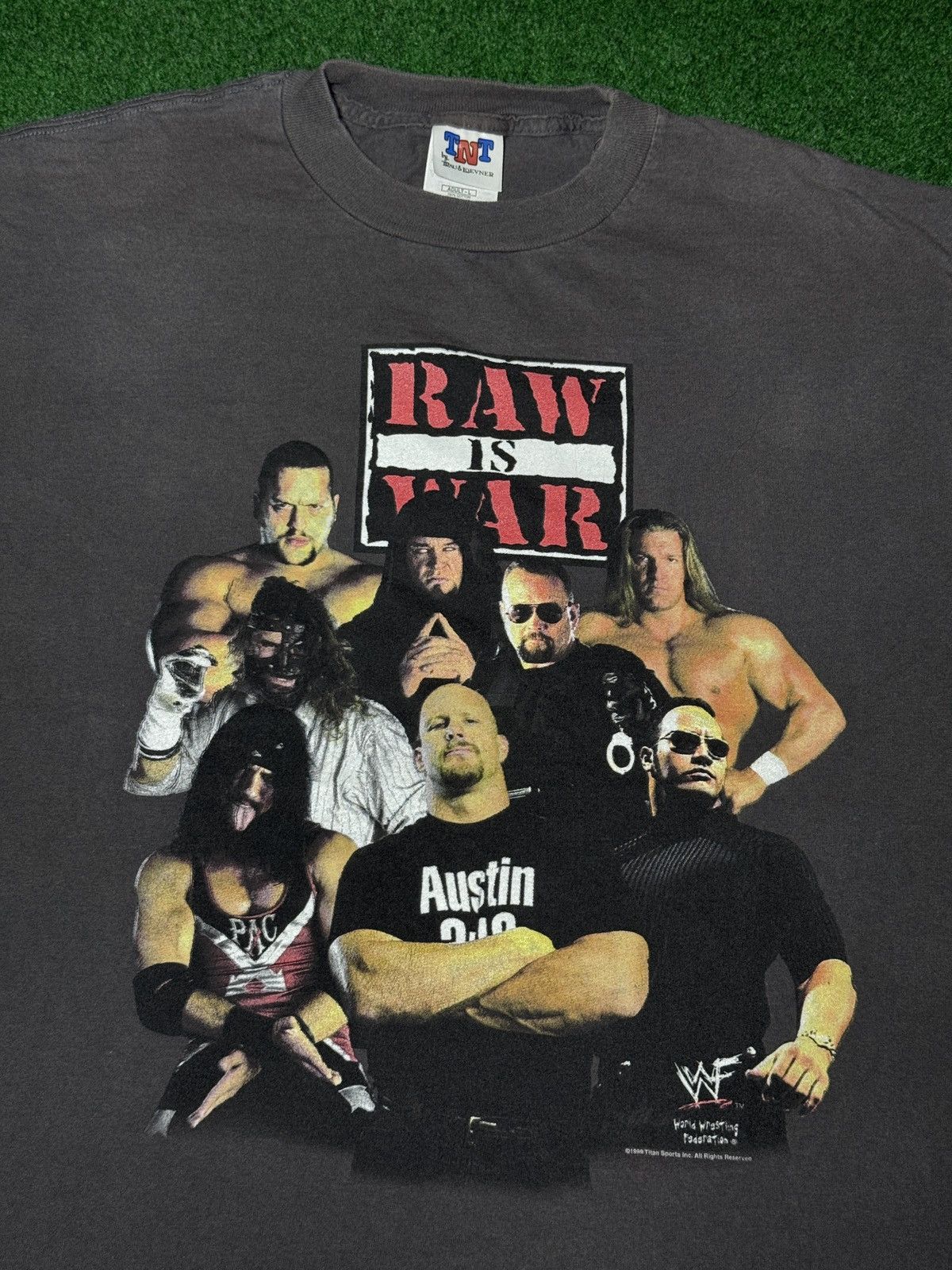 Vintage 90s Raw Is War WWF Stone Cold Rock Mankind Undertaker TShirt Size US L / EU 52-54 / 3 - 2 Thumbnail